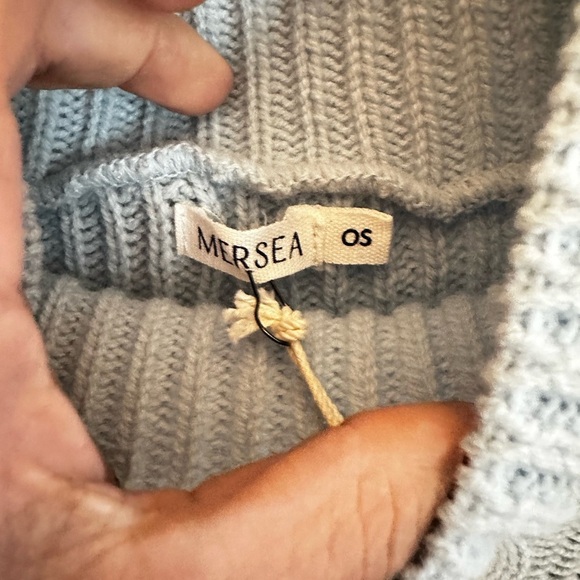 NWT MERSEA LIBSON TRAVELER OS sky blue Mock knit soft cozy acrylic coastal boho - Picture 9 of 14